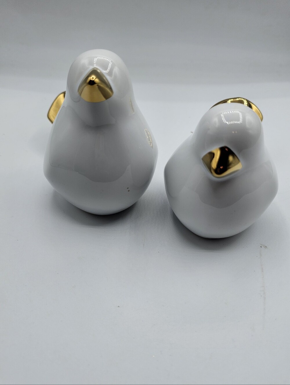 Torre & Tagus White Ceramic Bird Figurines with Gold Accents - Set of 2